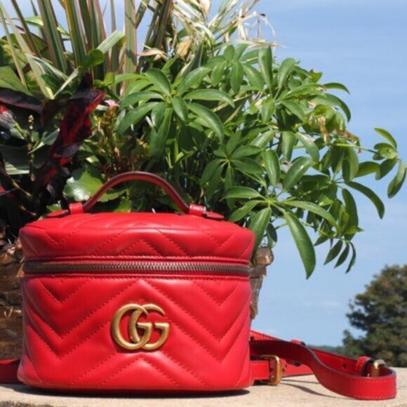 Gucci Handbags - New,  Gucci, Matelassé Marmont Quilted Calf Leather Mini Backpack